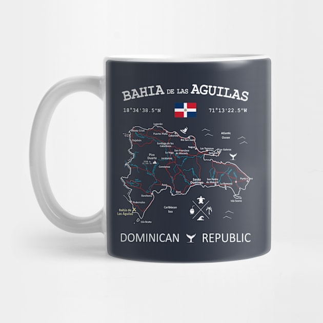 Bahía de las Águilas Dominican Republic Flag Travel Map Coordinates GPS by French Salsa